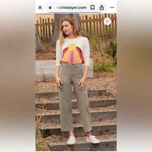 Marine Layer Women's Bridget Crop Pant in dusty olive size 8